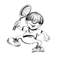 cartoon boy with tennis racket