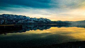 reflection of the sunset on the lake