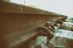 Close up of the railroad with stones