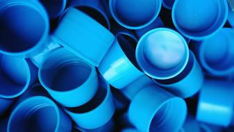 Plastic blue bottle caps