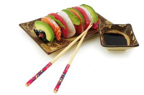 delicious japanese snack with soy sauce