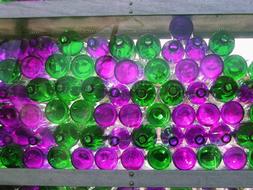 bottles glass green purple