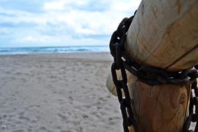 Chains on Sea Sand beach