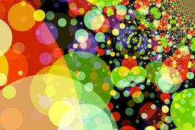 Pattern, with the colorful bokeh lights, at black background, clipart