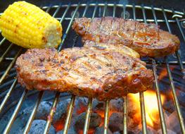steak meat on the fire