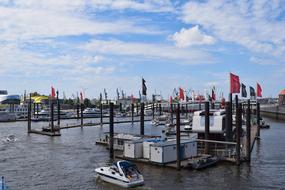 boats in the harbor of hamburg