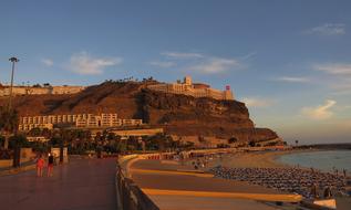 resort town by the sea with a beach