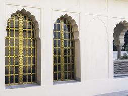 arched golden windows in the hotel