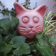 Ceramic Garden Figurines Cat pink