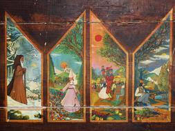 four Season, vintage decoration, painting on wood