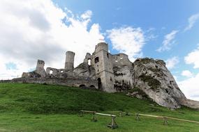 landscape of Old Ruins on green grass