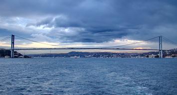 long bridge with the river in the city