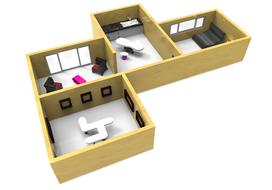 Modeling rooms of a house with furniture