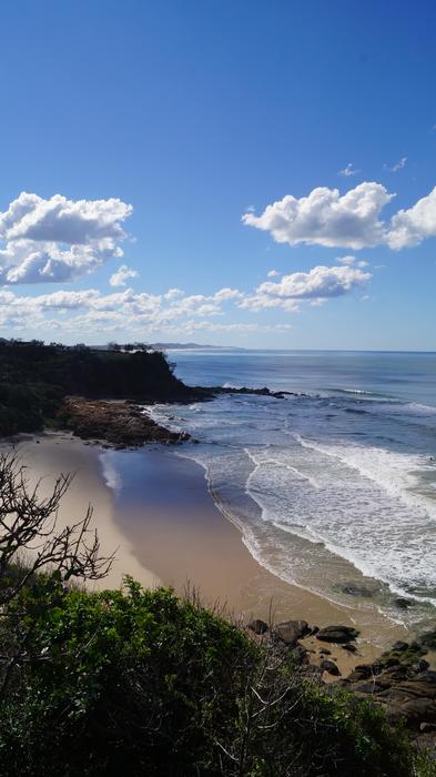 Top view of the ocean beach