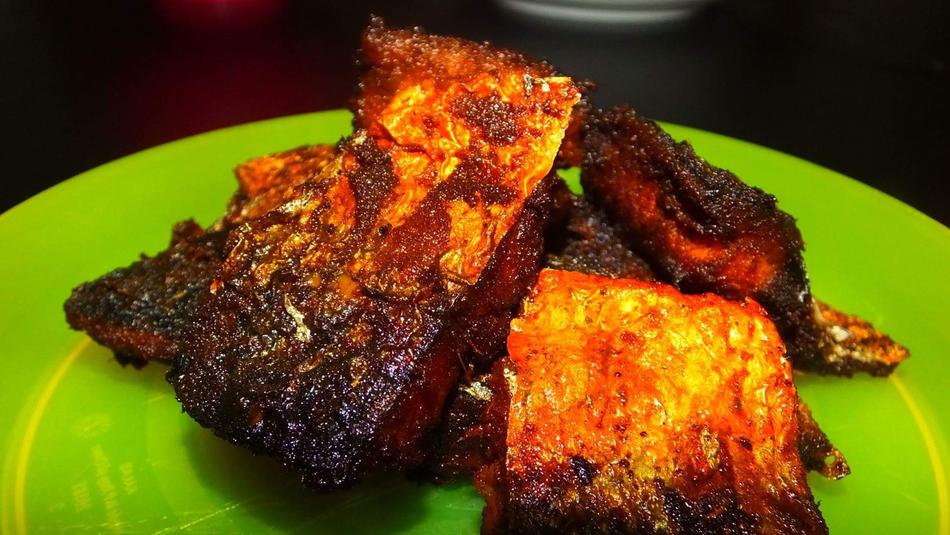 Fried delicious mackerel on a plate