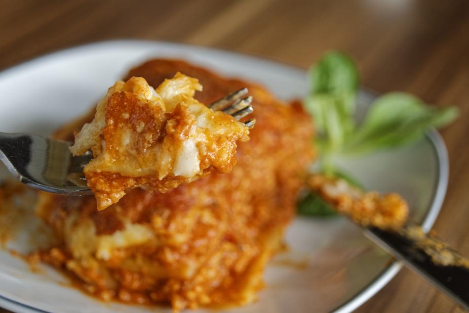 Cheese lasagna in a plate