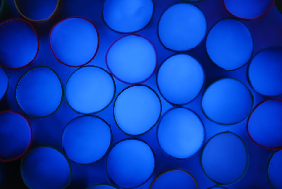 blue straws as background
