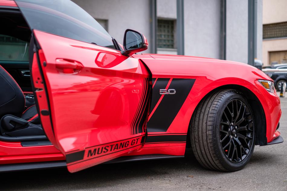 red car with doors