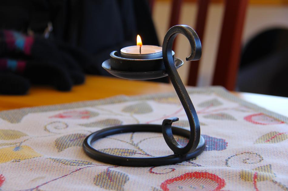 hot candle on the table