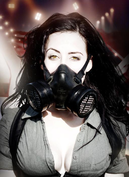 Girl in the gas black mask