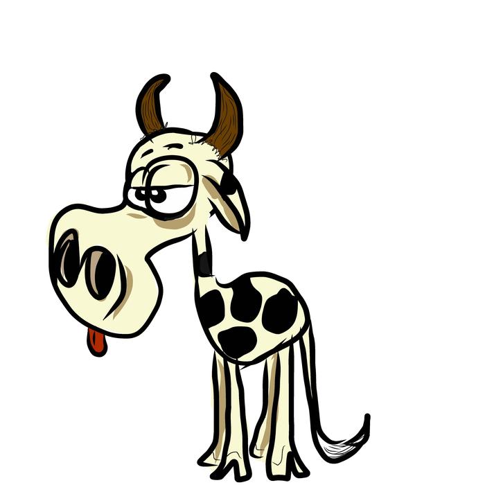 Funny drawing of a cow
