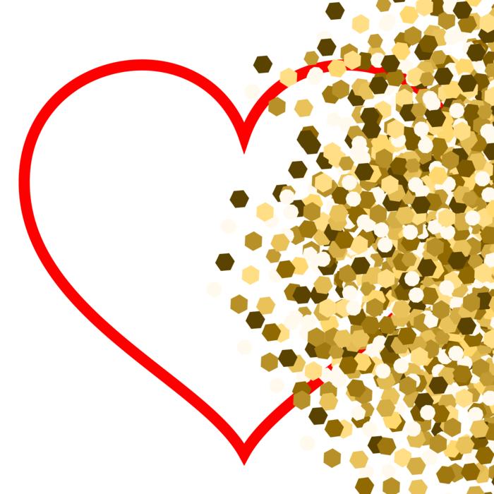 red heart with gold pattern