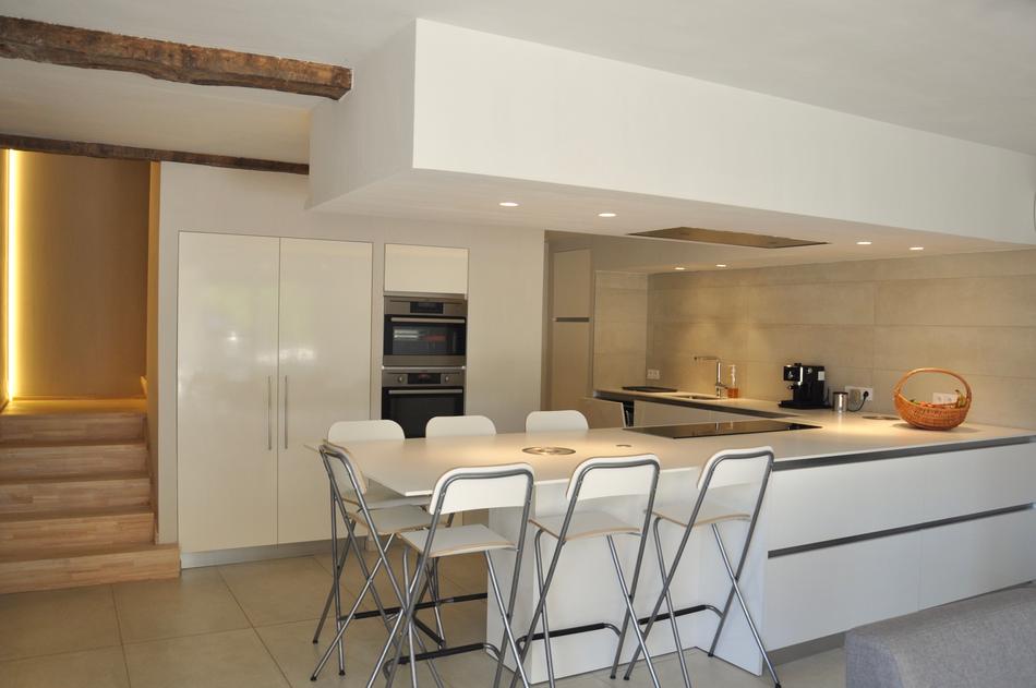 cozy interior of the kitchen and dining room together