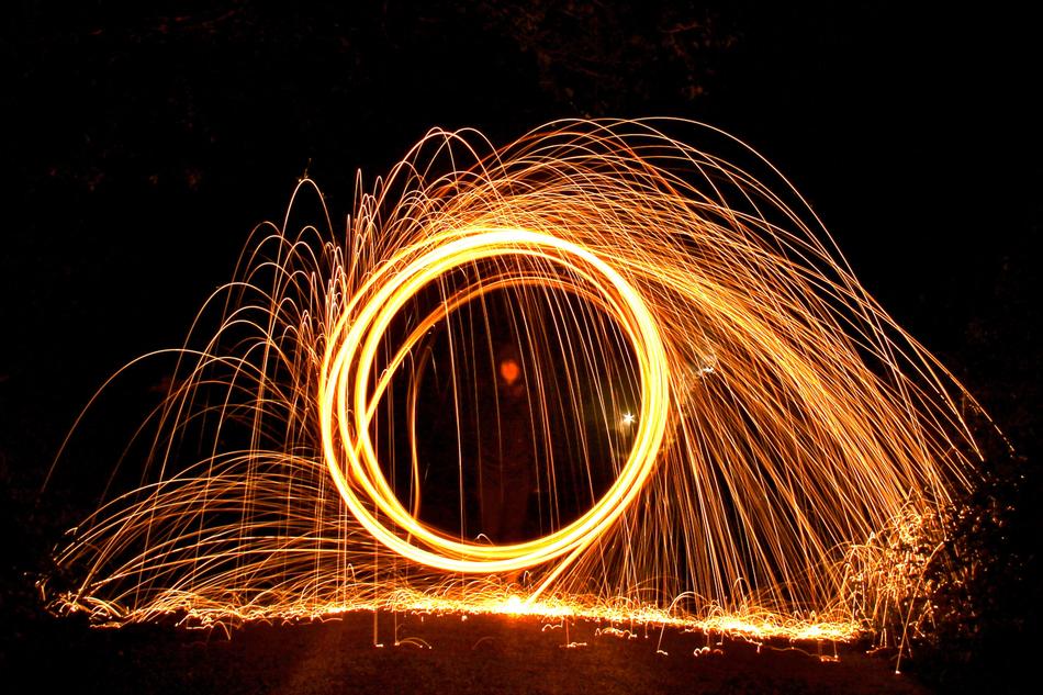 Wire Wool Fire Ball Spin