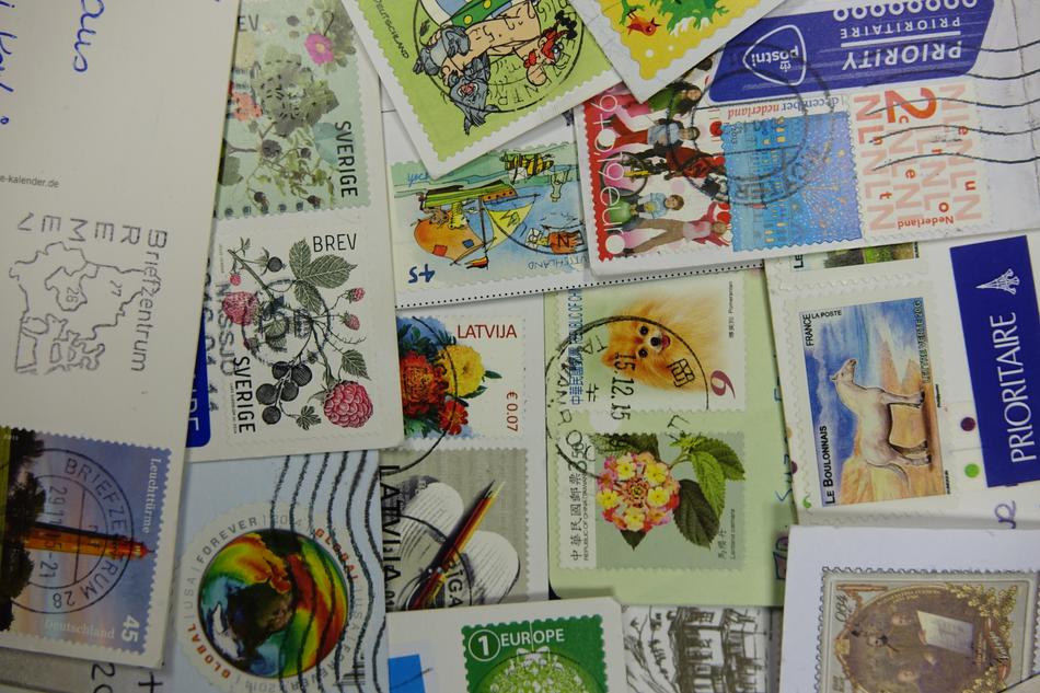 collection of colored stamps