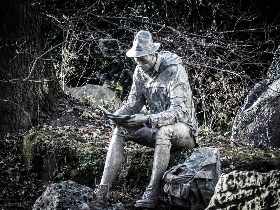 Silver man sculpture