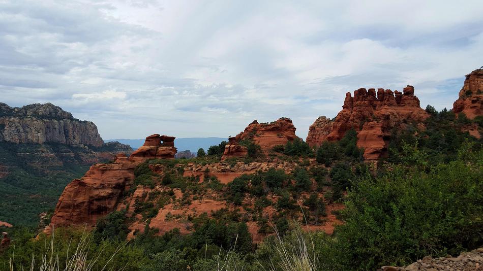 red rocks in the trees in the desert