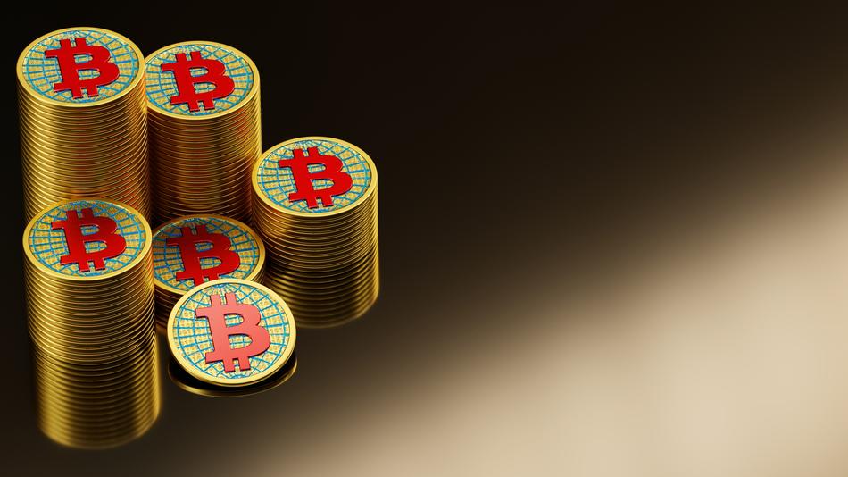 bitcoin coins stack gold 3d