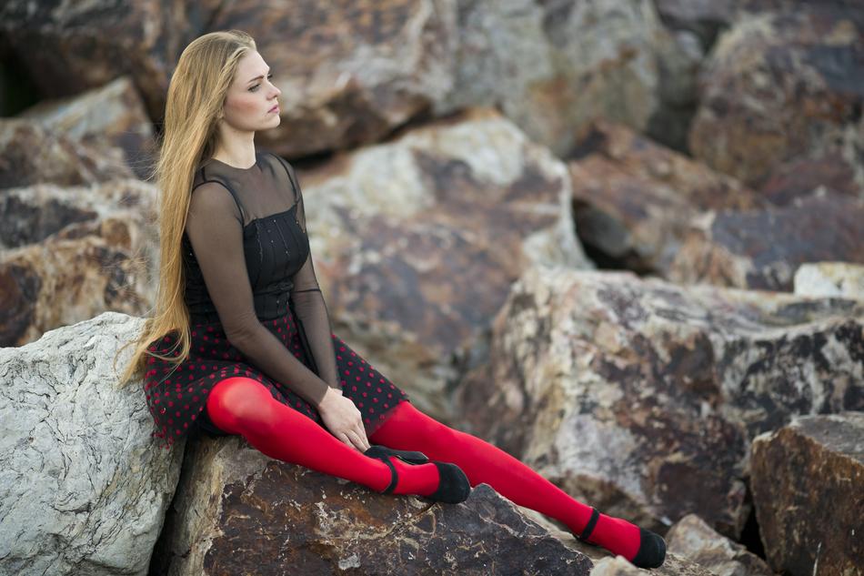 Girl Fashion in Red tights