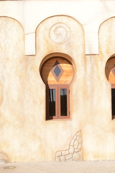 unusual window in the building