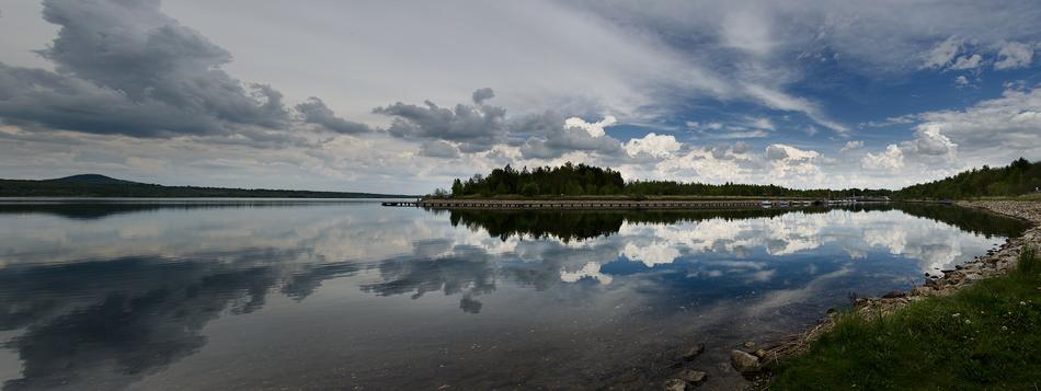 panorama with lake and mountains