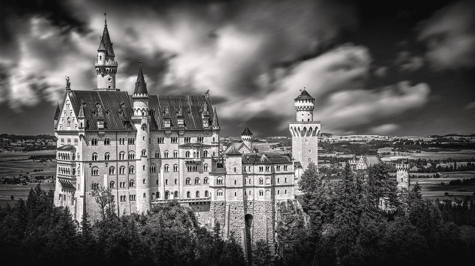A beautiful castle building in the distance