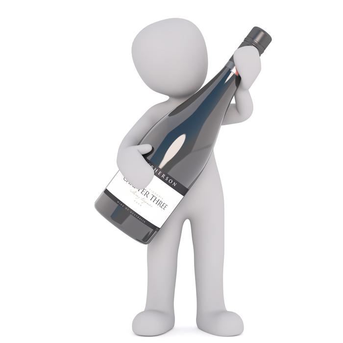 model of a man with a bottle