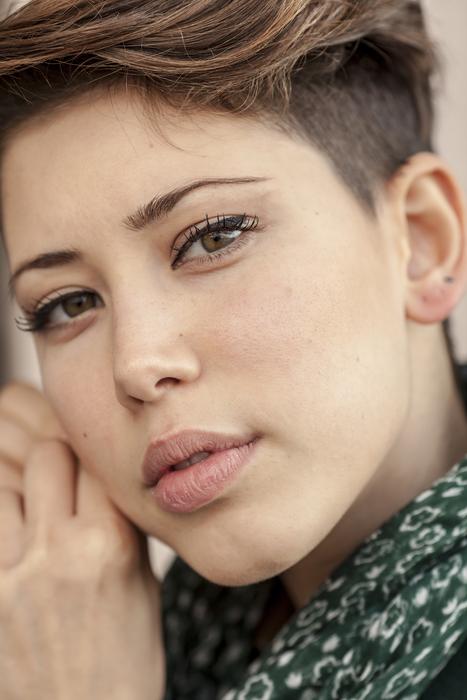 Beautiful girl with plump lips