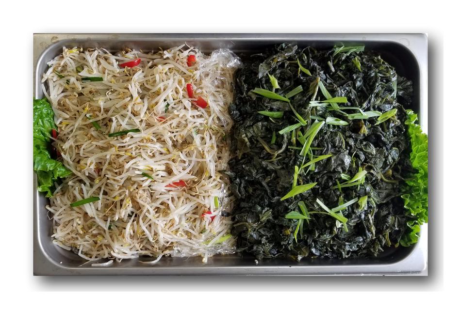 sliced cabbage on a tray