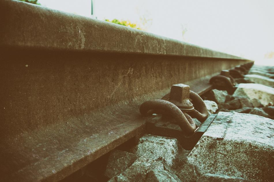 Close up of the railroad with stones
