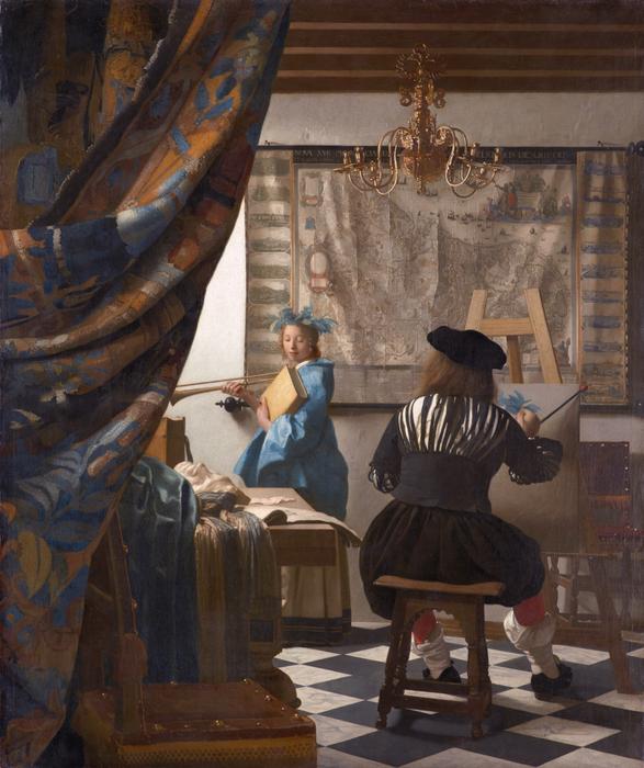 artist depicts a woman on a canvas