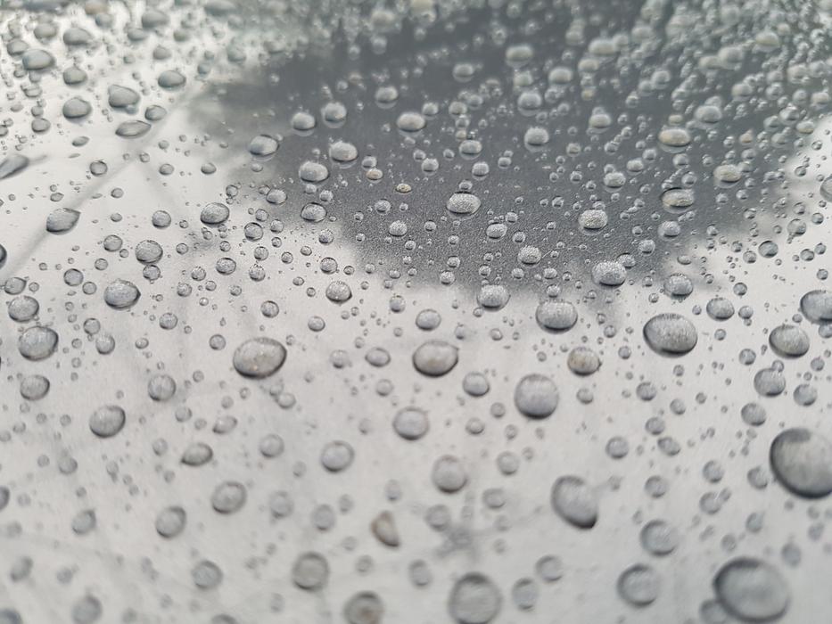 Large raindrops on the window