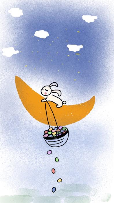 bunny ester bunny moon sky