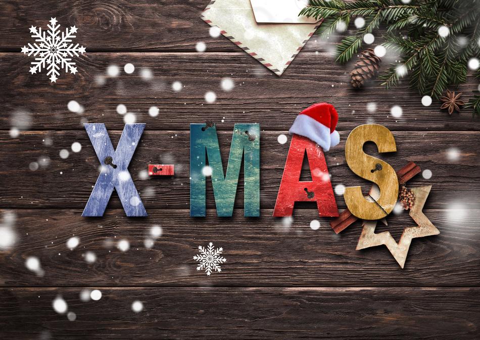 christmas deco wood x mas snow
