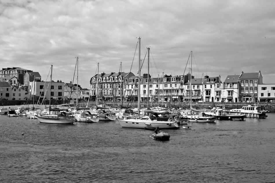 old port city with the ships