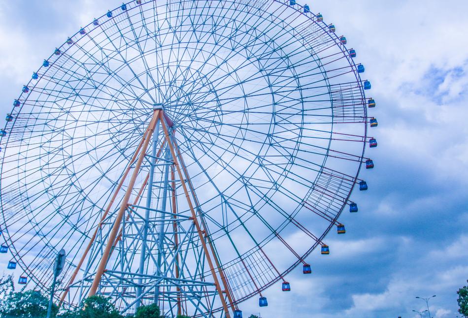 The Ferris Wheel Wide Angle Blue