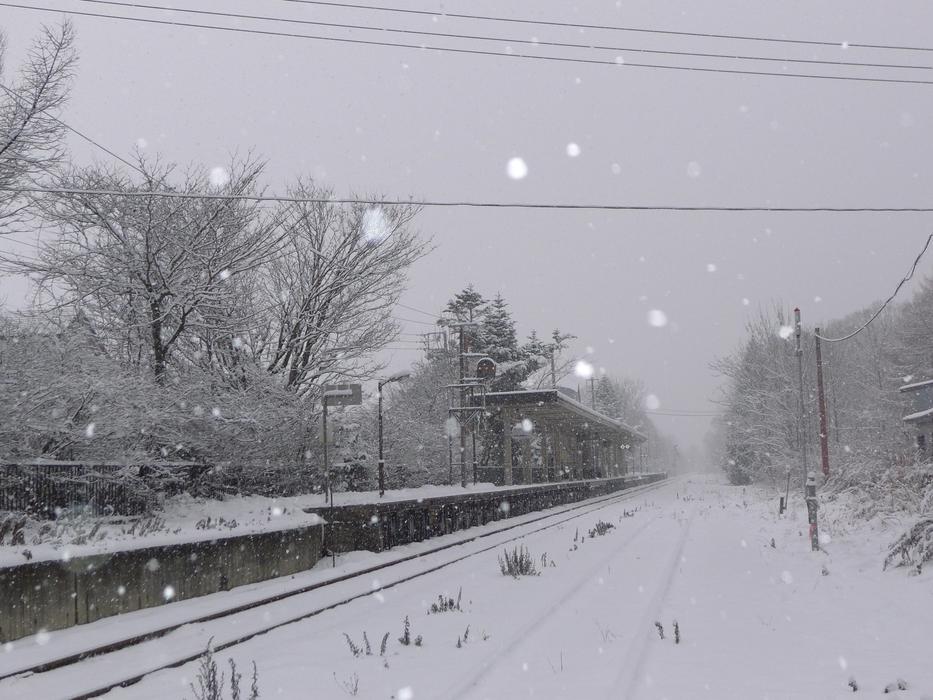 snowy landscape with railway