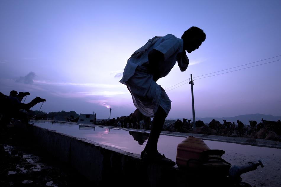 India Man in the evening