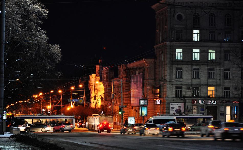 modern city in night lights