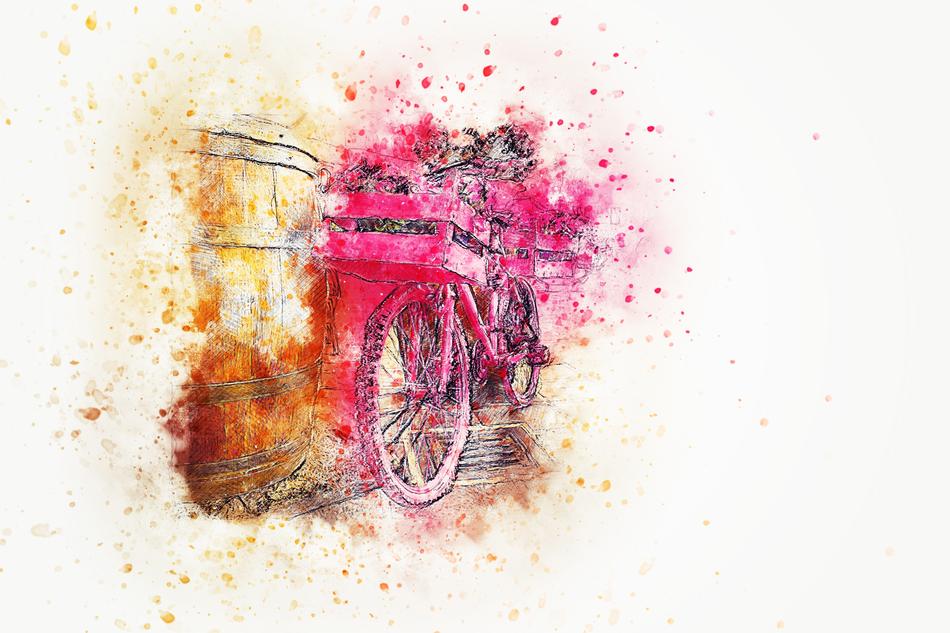 bicycle flowers art abstract